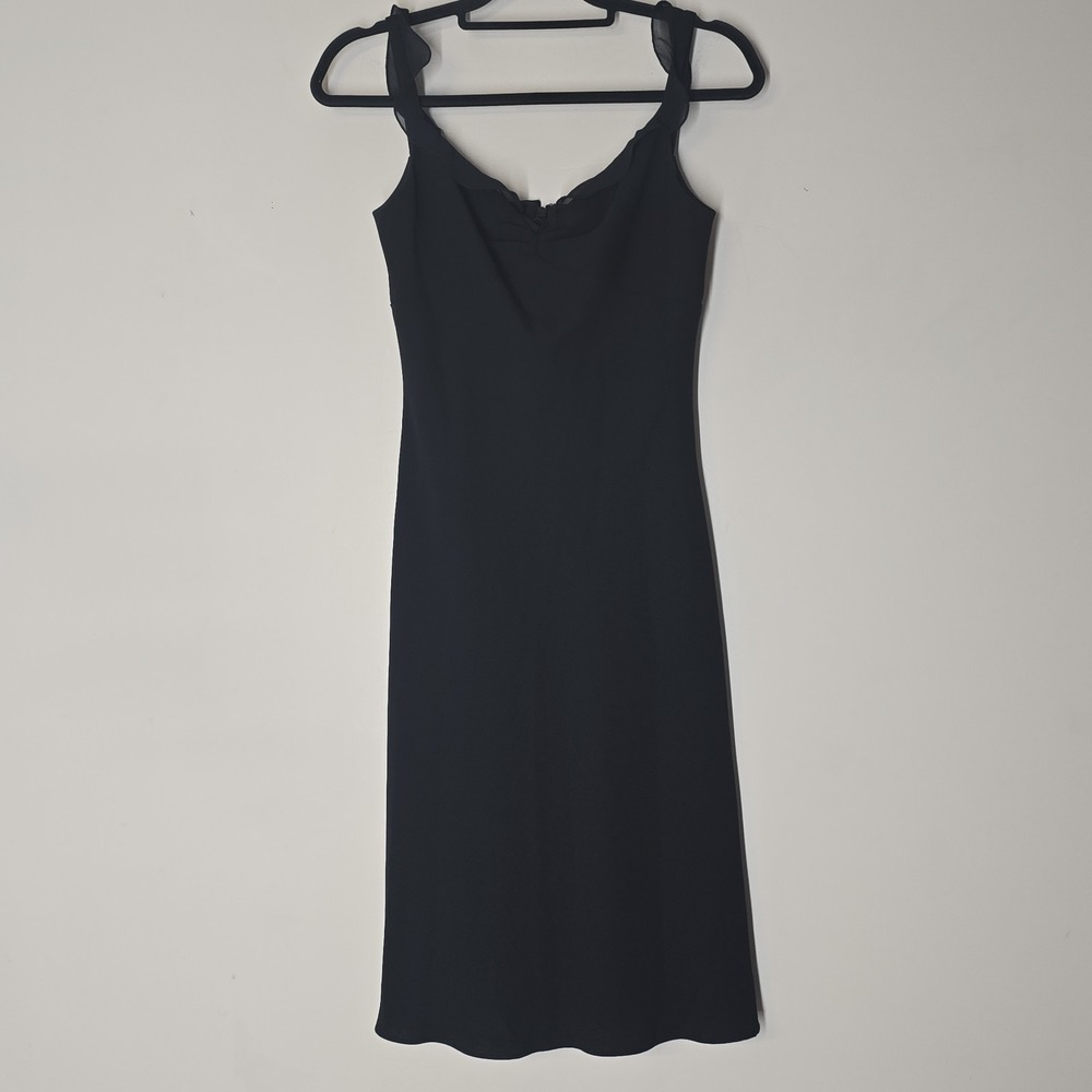 Vintage David Warren Babydoll‎ Midi Dress Black Ruffle Y2K Romantic Womens 8